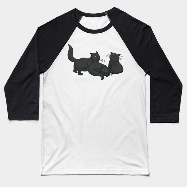 Black Cats Baseball T-Shirt by deepfuze